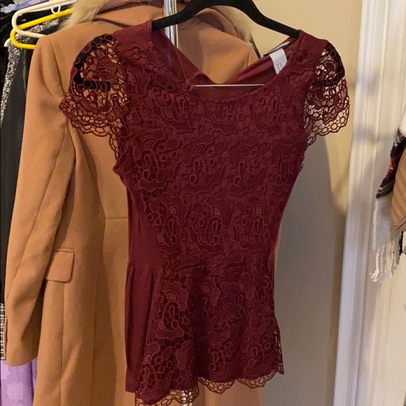 Maroon peplum blouse - Picture 2 of 5